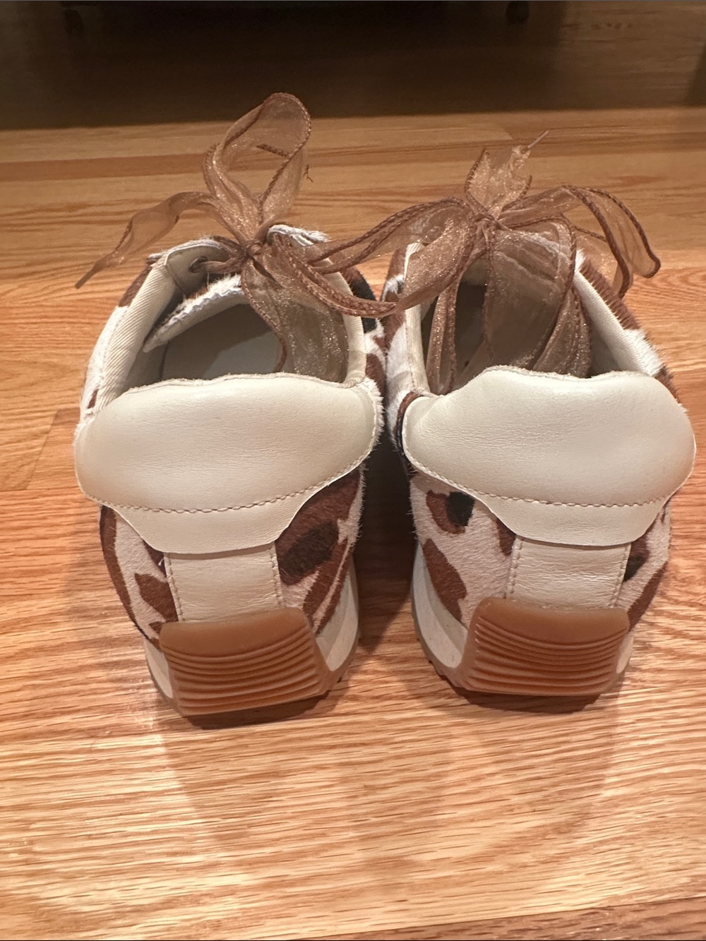 Women’s Cowprint Brown & White Fashion Sneakers - Picture 2 of 5